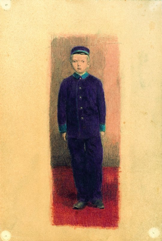 Otto Meyer-Amden<br />Selbstbildnis in Waisenhausuniform, um 1918/19<br />Kunstmuseum Basel, Foto: Martin P. Bühler