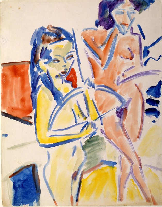Ernst Ludwig Kirchner: Fränzi mit Bogen und Akt, 1910<br />Brücke-Museum Berlin, Foto: Roman März