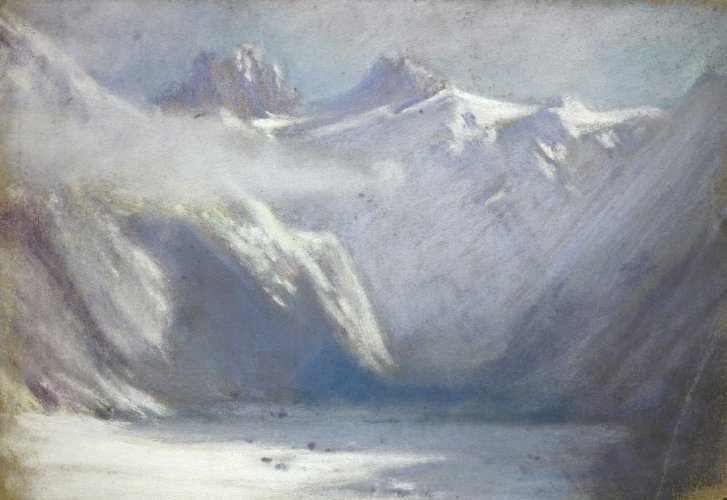 Mary Warburg: Wolkenverhangener Gletscher in den Dolomiten, 1890, Hamburger Kunsthalle, Kupferstichkabinett