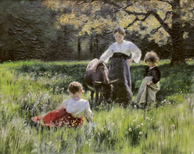 Mary Warburg: Auf der Wiese in Goßlers Park, Hamburg-Hoheluft, 1894, Privatbesitz, Hamburg