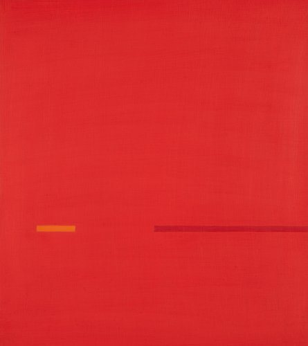 Antonio Calderara: In spazio rosso tensione interrotta (In rotem Raum unterbrochene Spannung), 1972