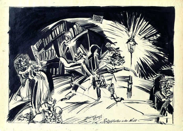 Ludwig Meidner: Extrablätter in der Nacht, 1914