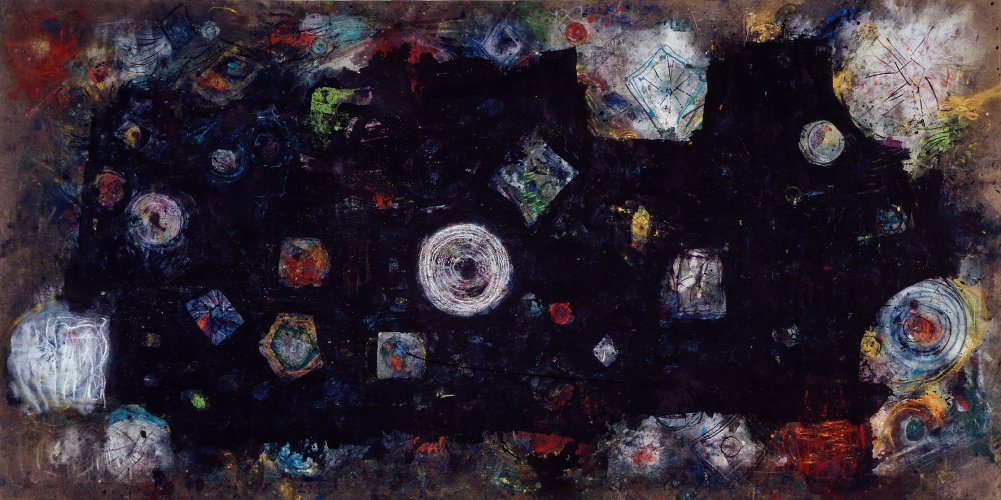 Norbert Prangenberg: Picture, 1997, watercolour and pigment on canvas, 300 x 601 cm