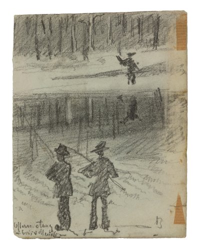 Straßenmusikanten; verso: Zwei Angler, 1895/1896