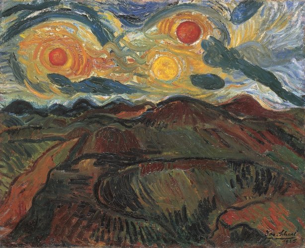 Josef Scharl: Landschaft mit drei Sonnen, 1925
